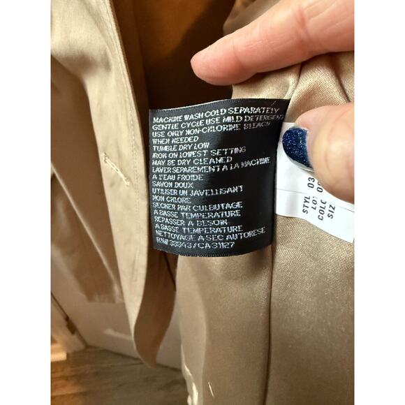 DKNY Womens Size 1X Khaki Trench Coat Button Front Lined Long Sleeve Jacket - Picture 8 of 9